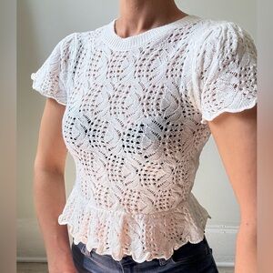 Pointelle short  sleeves sweater